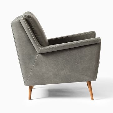 Carlo Mid-Century Chair, Poly, Vegan Leather, Cinder, Pecan - Image 3