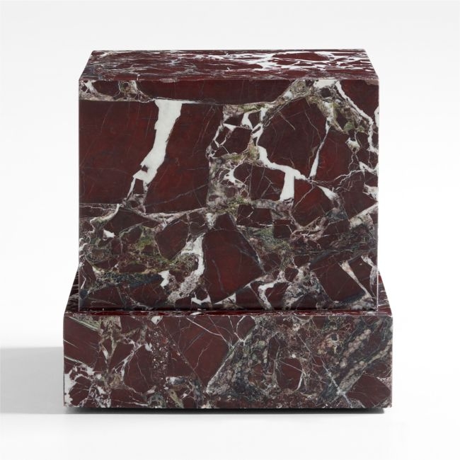 La Sienna Piccolo Dark Red Marble Plinth Side Table by Athena Calderone - Image 0