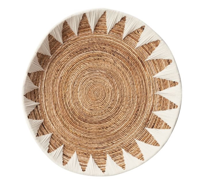 Sunny Handwoven Basket Wall Art, Natural & White, Set of 2 - Image 3