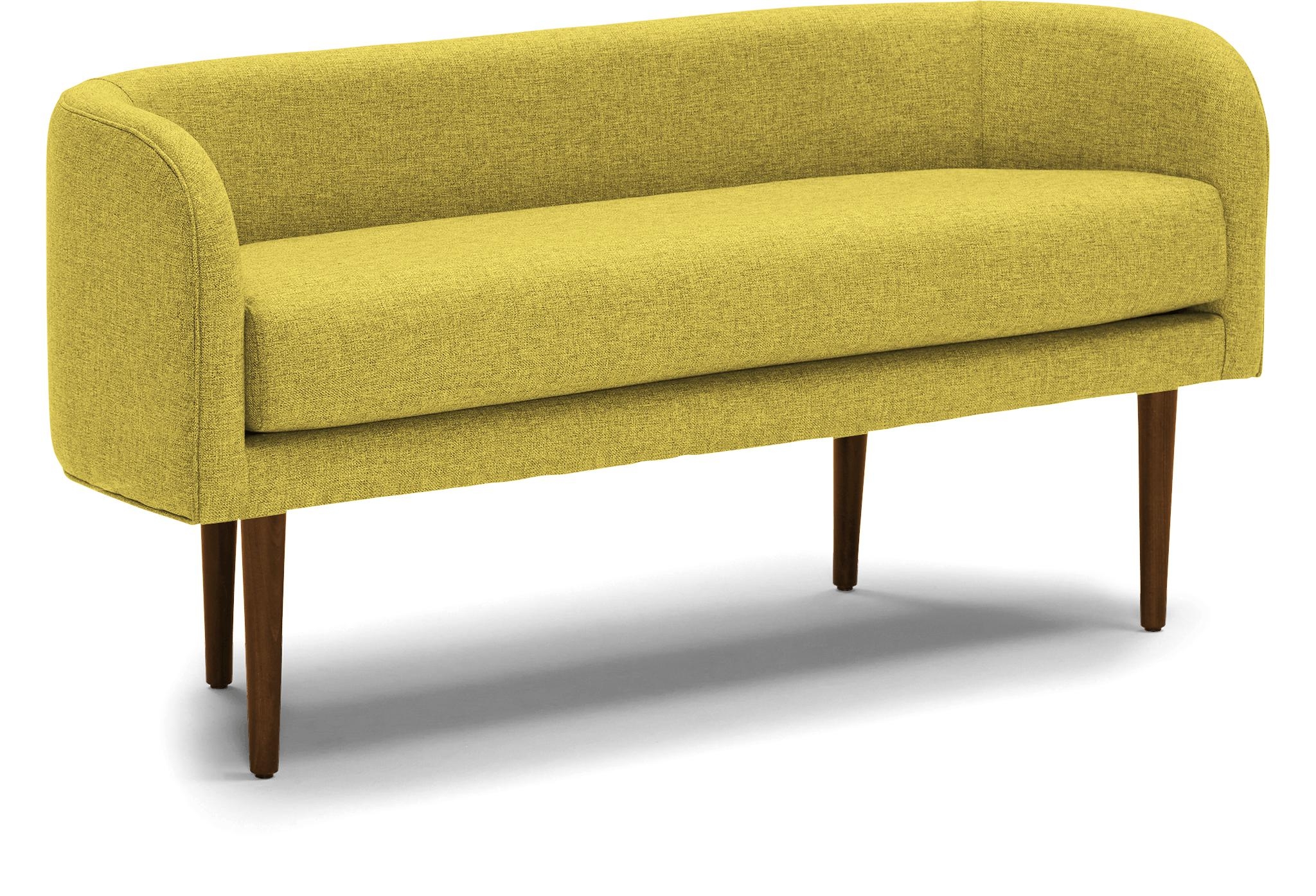 Yellow Elsie Mid Century Modern Bench - Taylor Golden - Mocha - Image 1