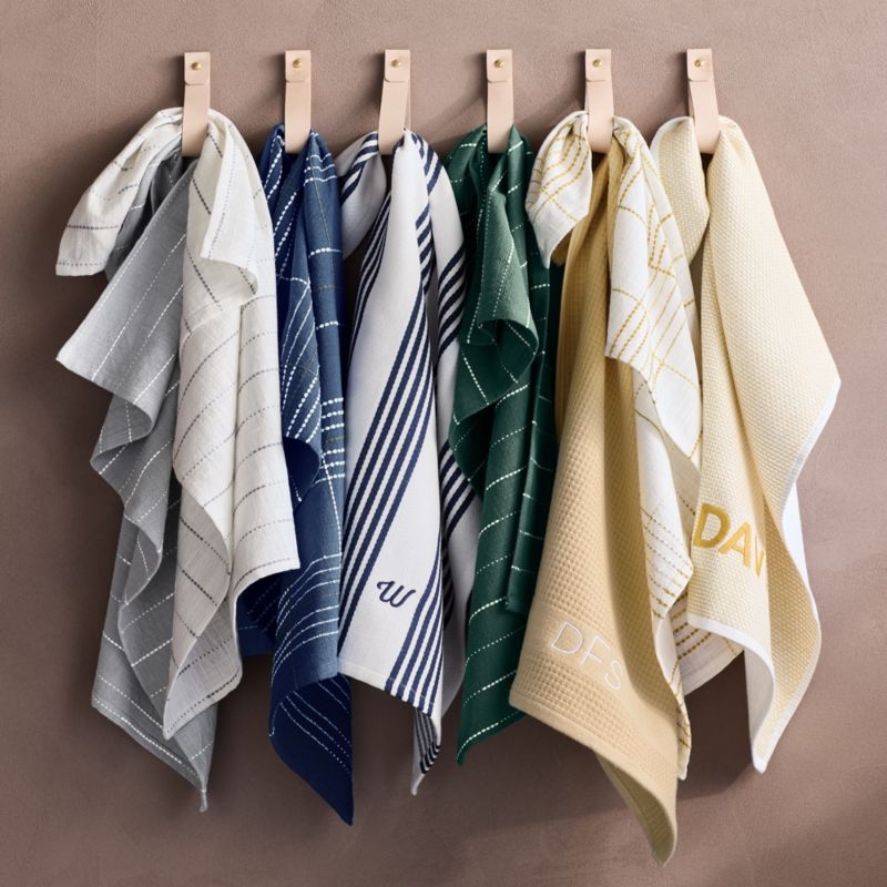 Dash Stripe Pewter Grey Organic Cotton Dish Towels, Set of 2 - Image 1