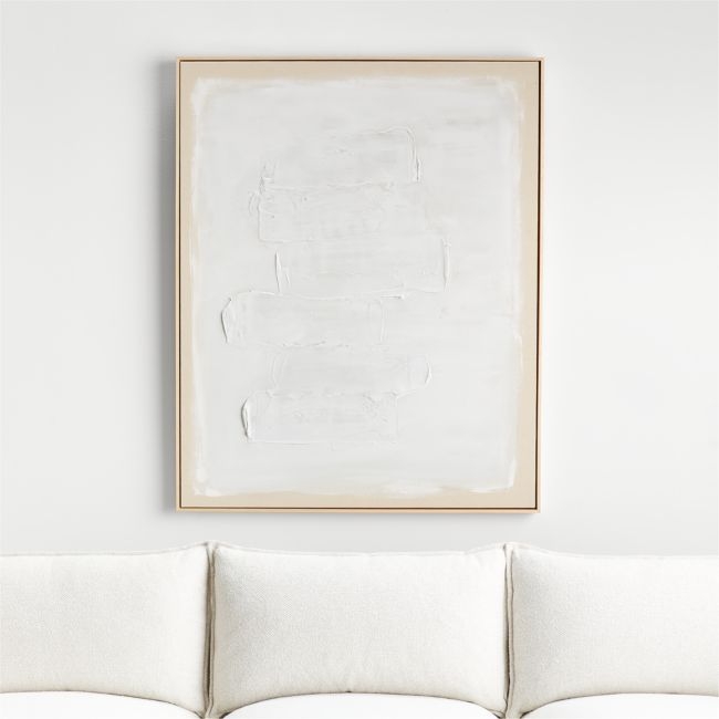 "White Block" Framed Hand-Painted Canvas Wall Art 41"x51" - Image 0