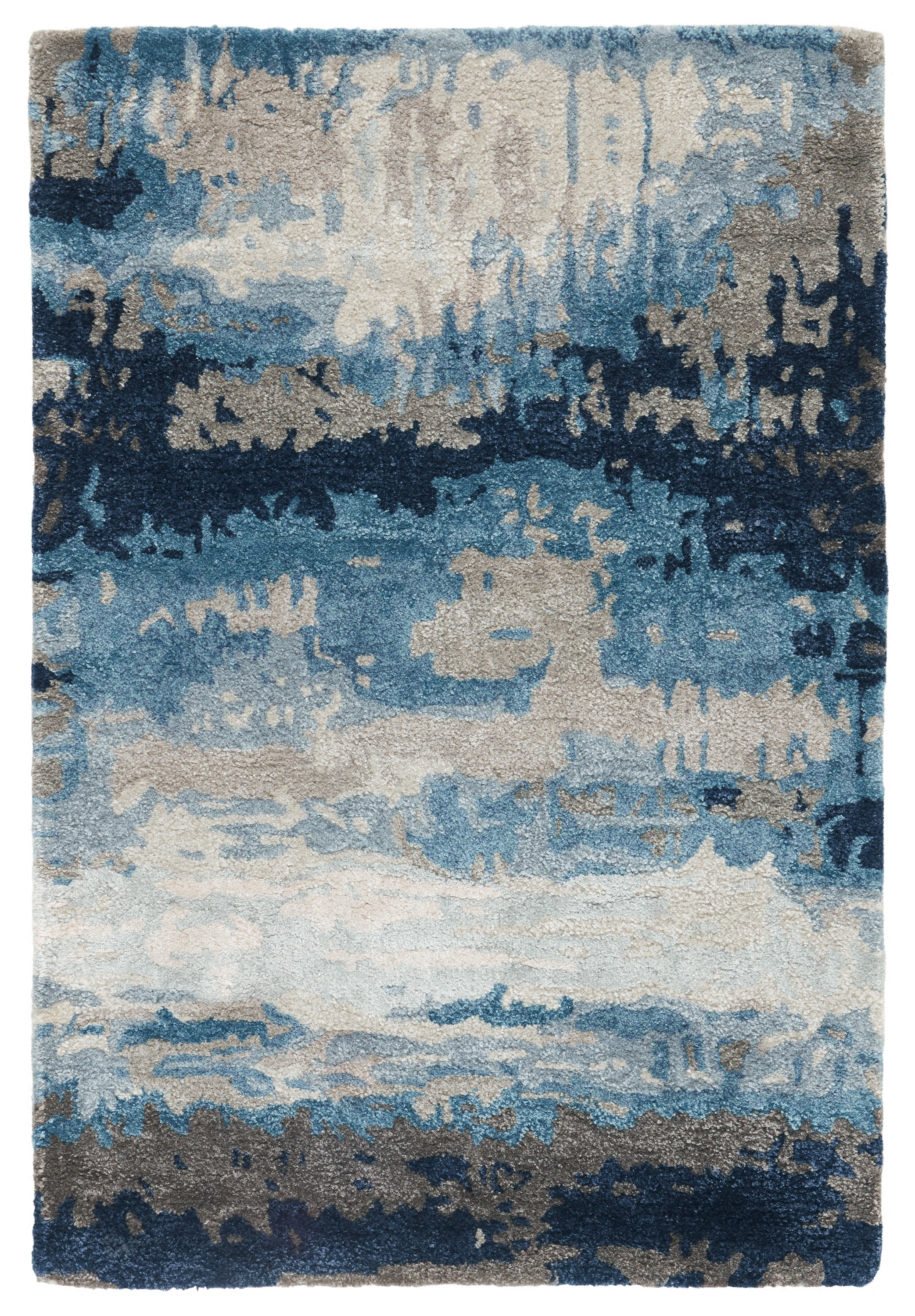 Benna Handmade Abstract Blue/ Gray Area Rug (2'X3') - Image 0