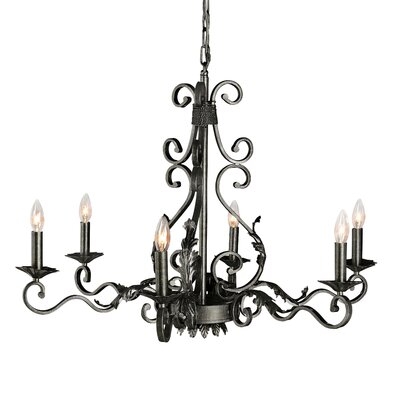 Reims 6 - Light Candle Style Classic Chandelier with Wrought Iron Accent - Image 0