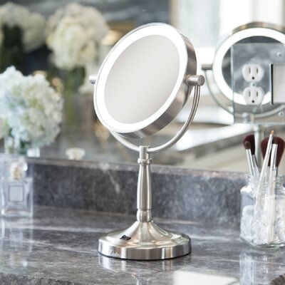 Mcelvain Cordless Dual-Sided Beveled Magnifying LED Traditional Lighted Makeup/Shaving Mirror - Image 0