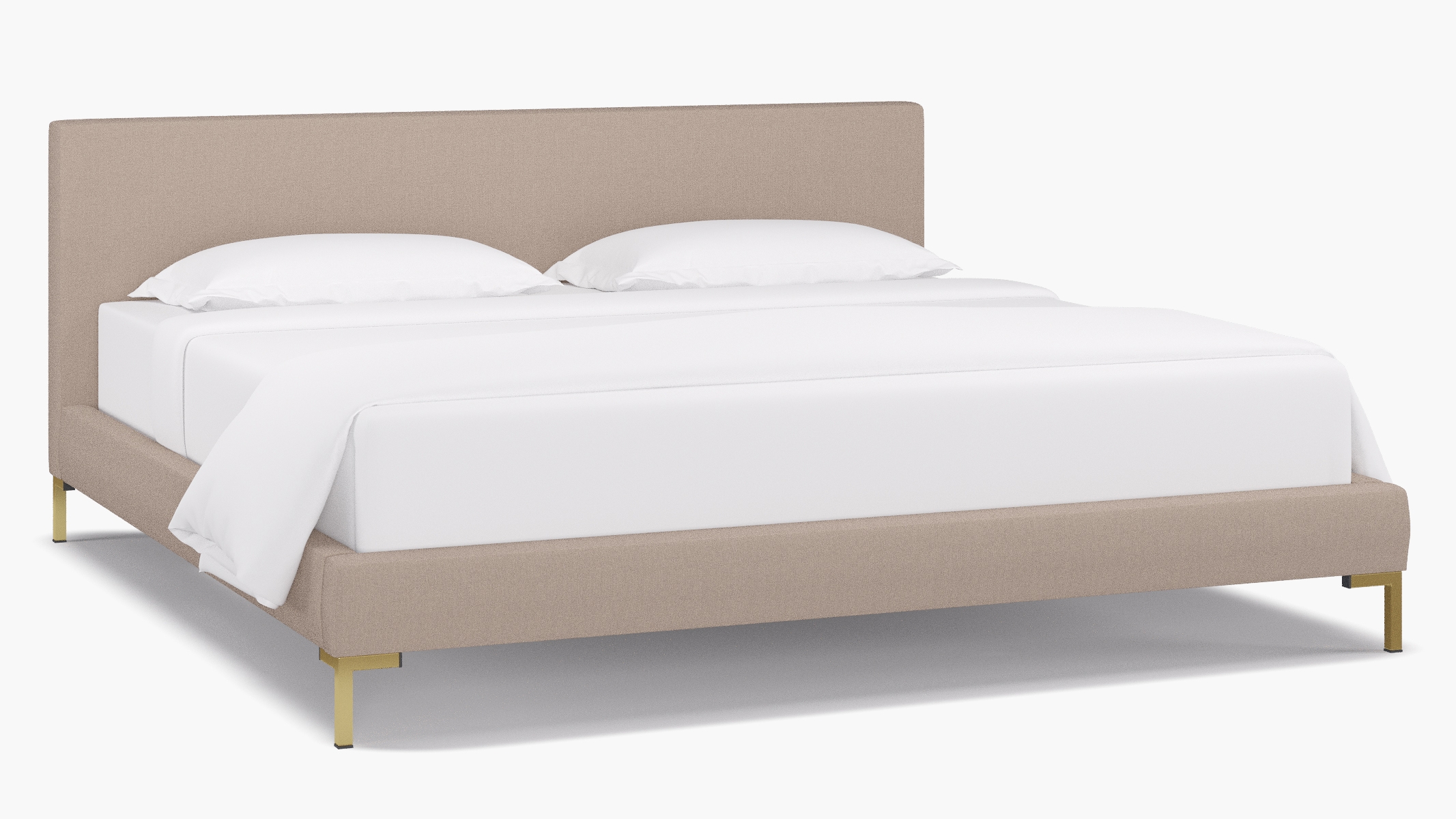 Modern Platform Bed, Husk Everyday Linen, Brass, King - Image 0