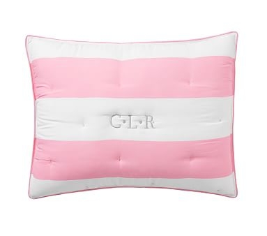 Rugby Stripe Comforter, Standard Sham, Pink - Image 0