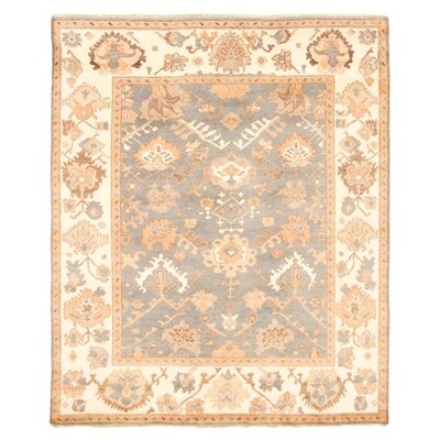One-of-a-Kind Hand-Knotted New Age 8'1" x 9'8" Wool Area Rug in Ivory/Copper/Light Gray - Image 0
