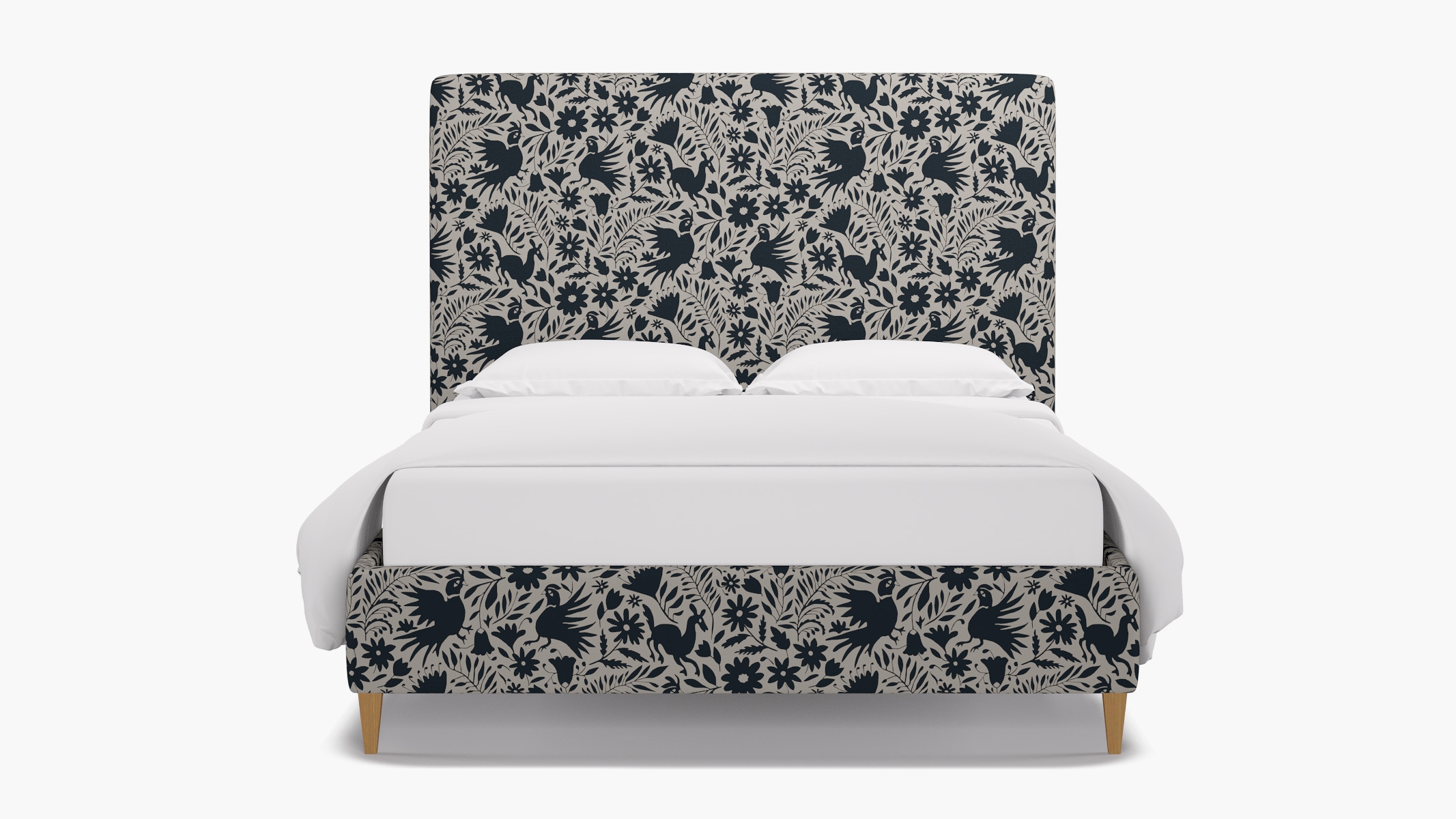 Classic Bed, Ink Frida, Natural Square Tapered Leg, Queen - Image 0