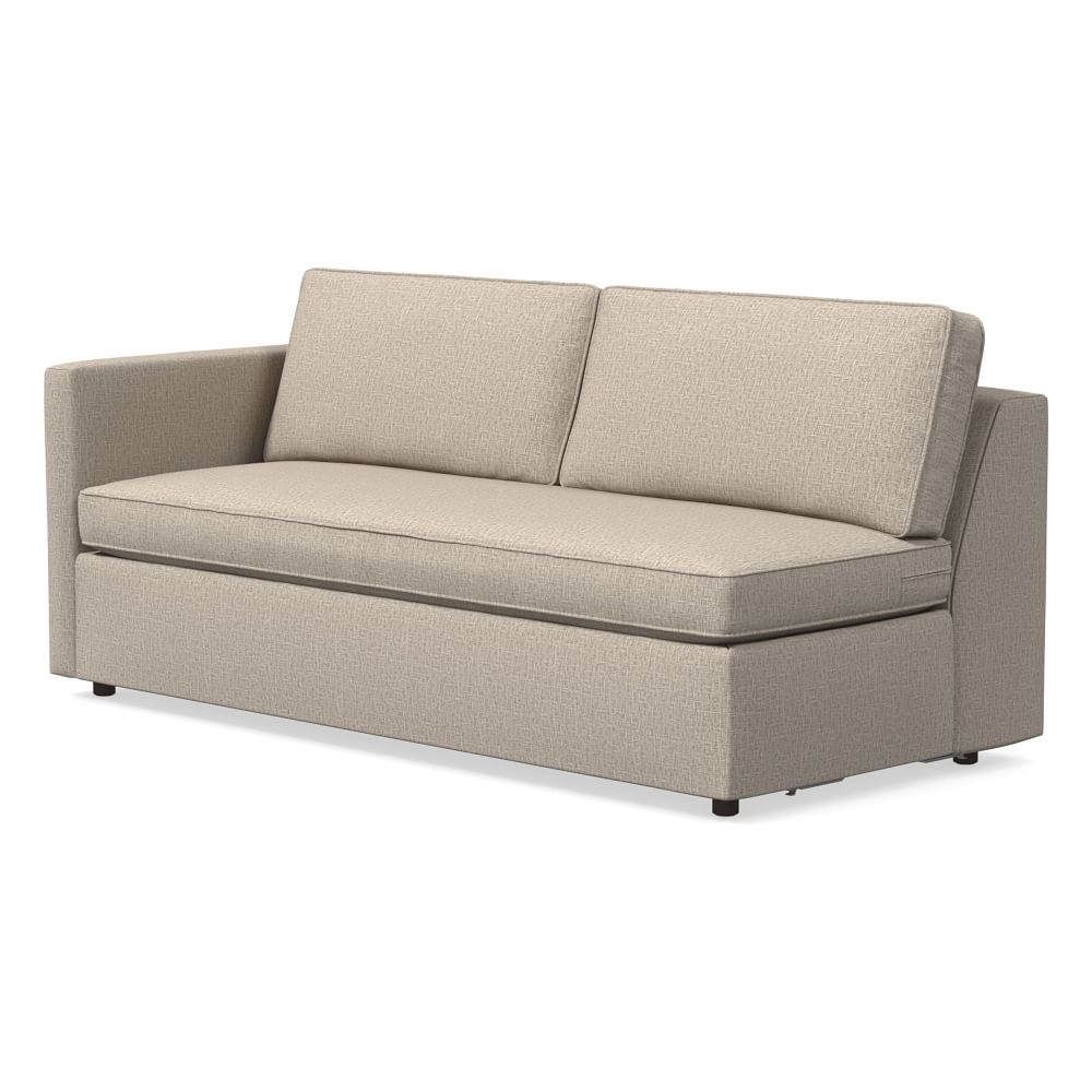 Harris Petite Left Arm 75" Sofa Bench, Poly, Deco Weave, Clay, Concealed Supports - Image 0