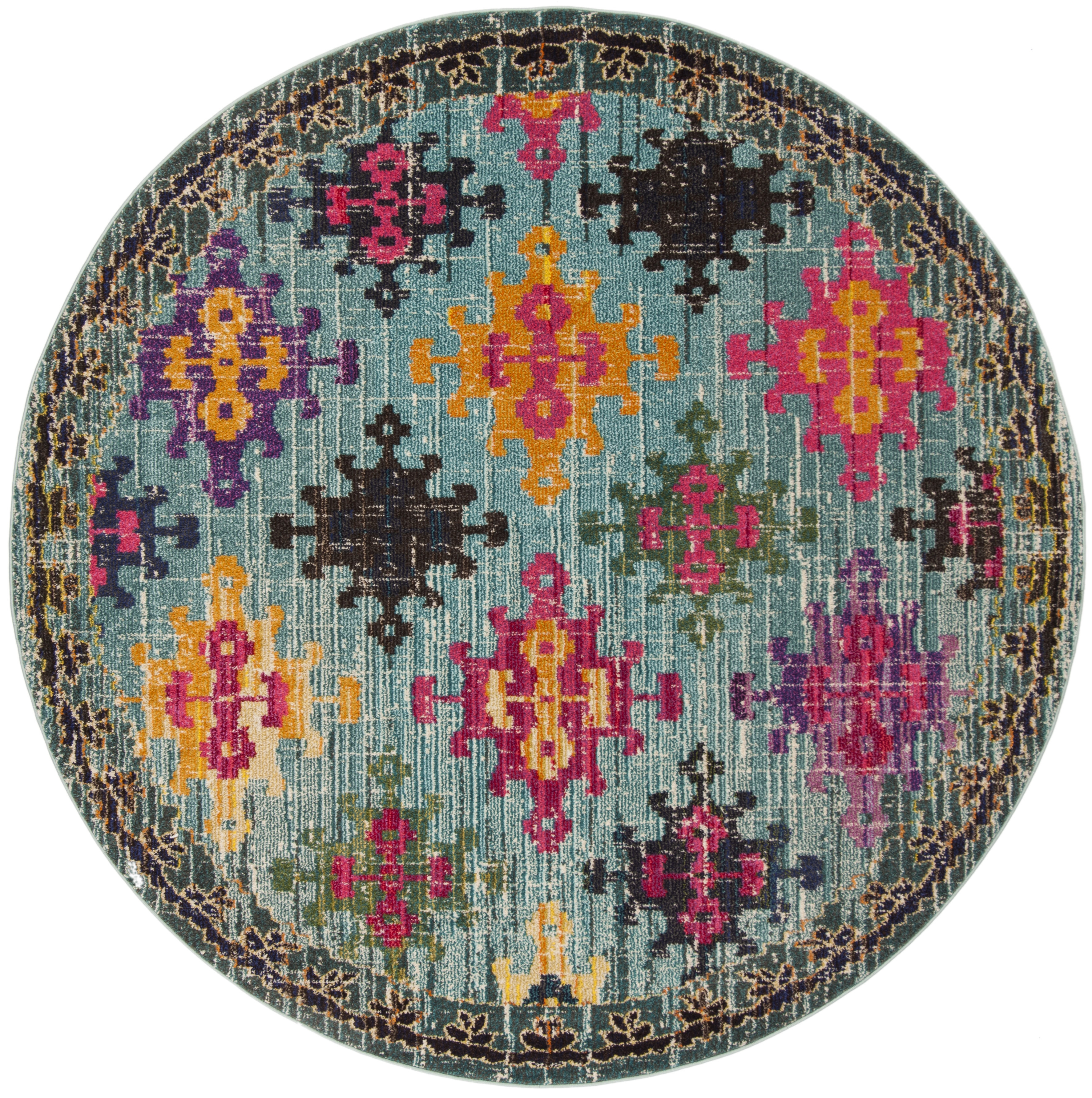 Arlo Home Woven Area Rug, MNC244N, Blue/Multi,  6' 7" X 6' 7" Round - Image 0