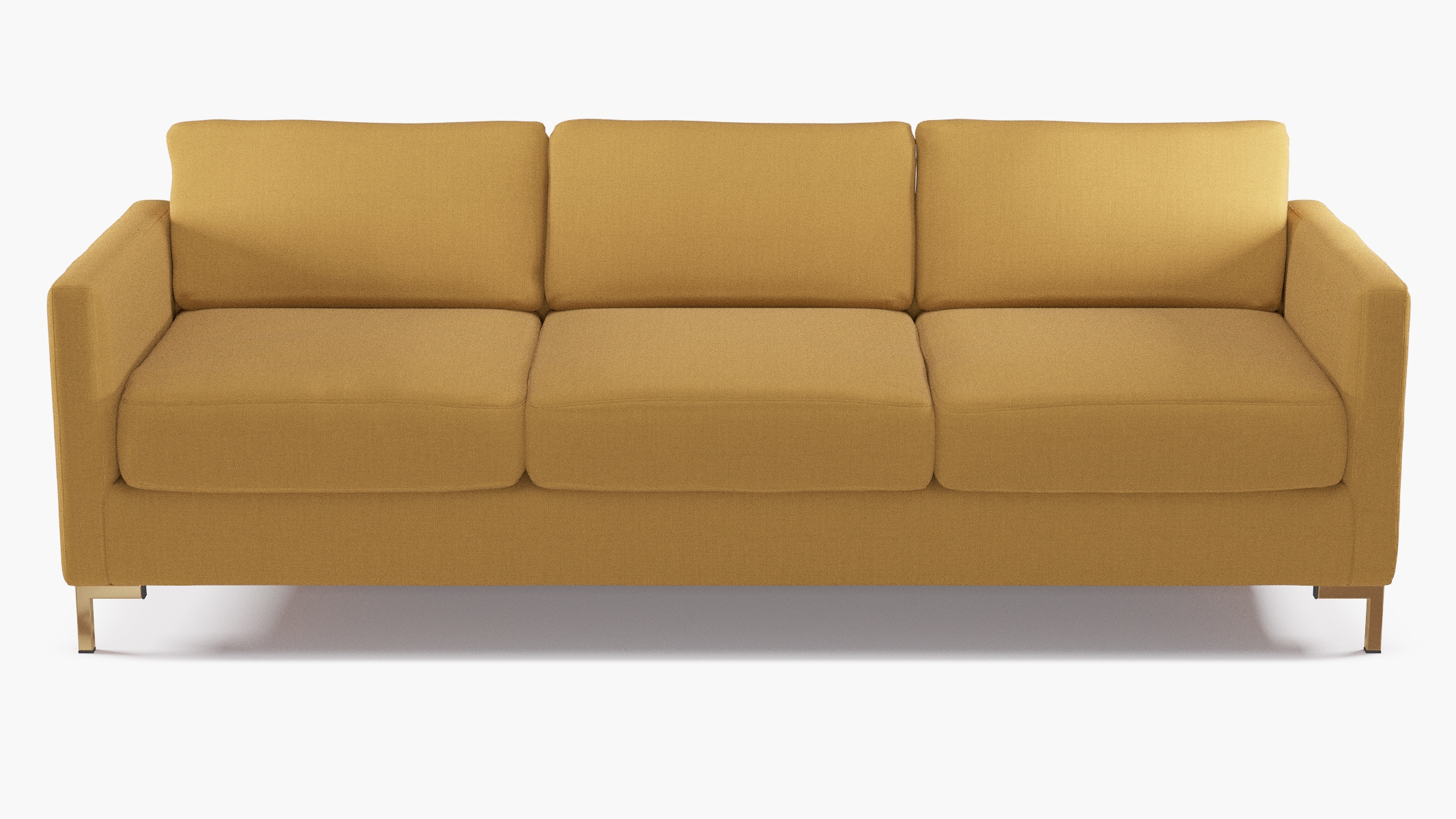Modern Sofa, French Yellow Everyday Linen, Brass - Image 0