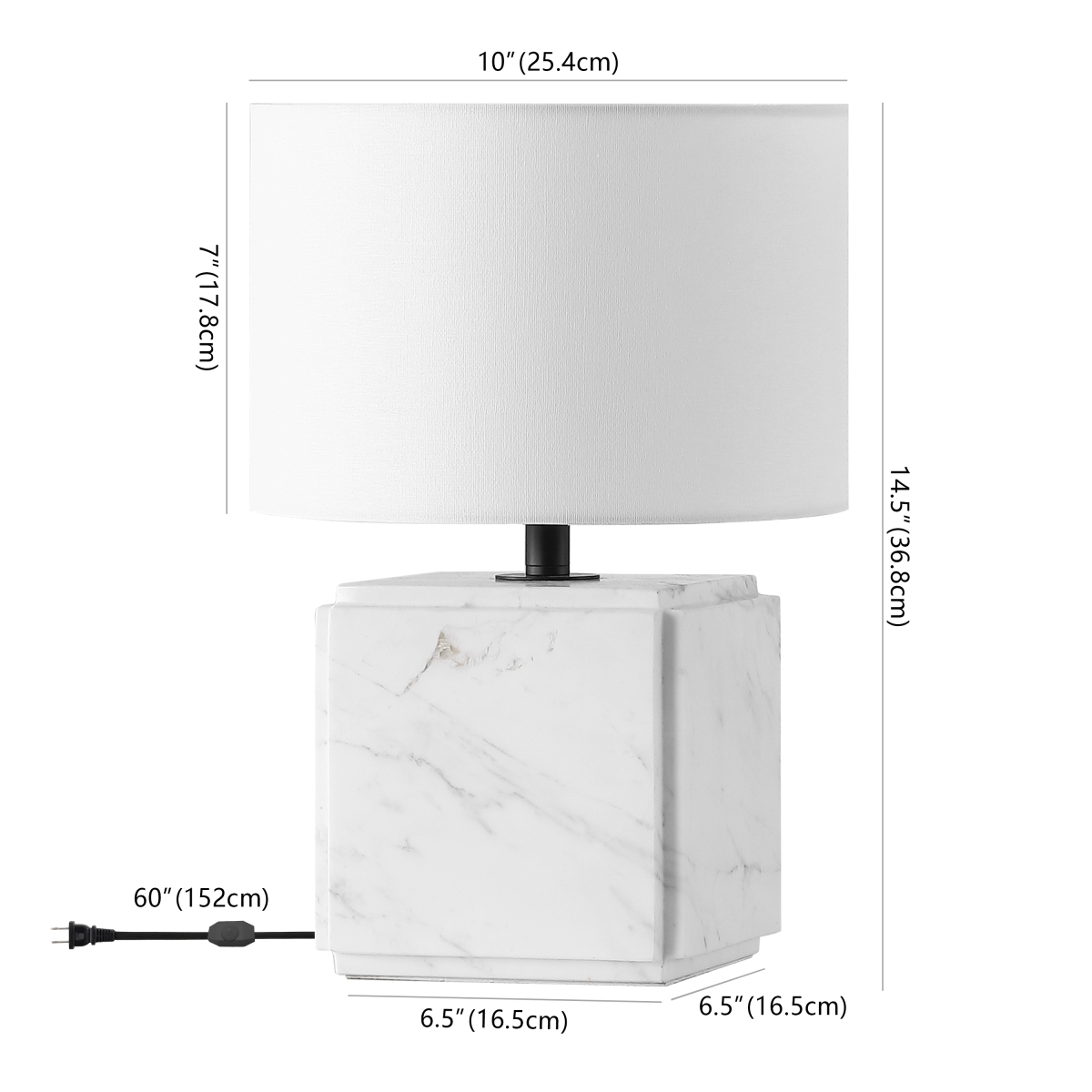 Safavieh Couture Zahra Marble Table Lamp - White/White - Image 6