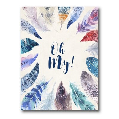 Vibrant Blue Feathers Oh My - Bohemian & Eclectic Canvas Wall Art Print - Image 0