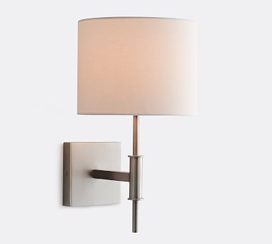 Atticus Shaded Sconce, Nickel - Image 0