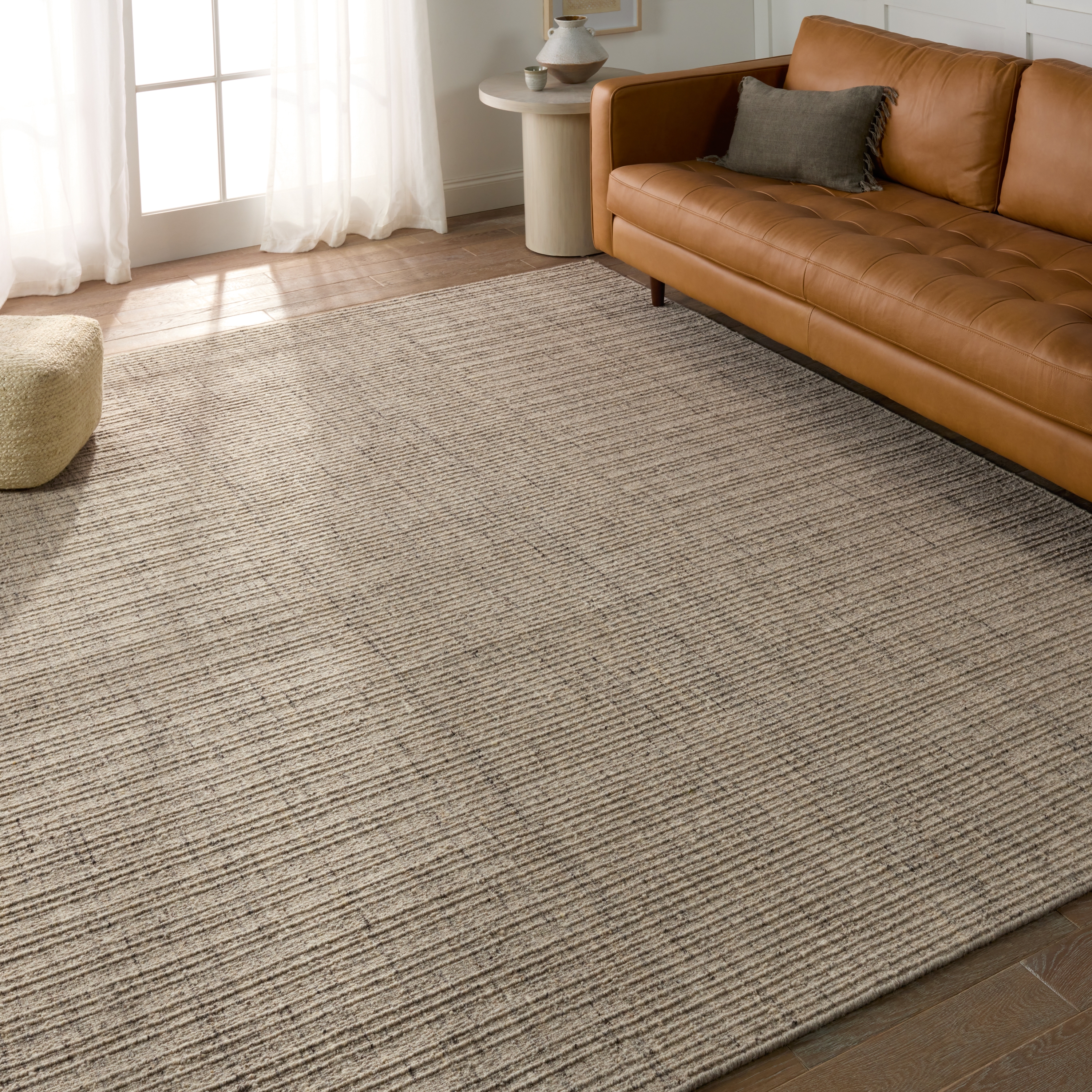 Vidalia Handmade Striped Gray/ Cream Area Rug (9'X12') - Image 4