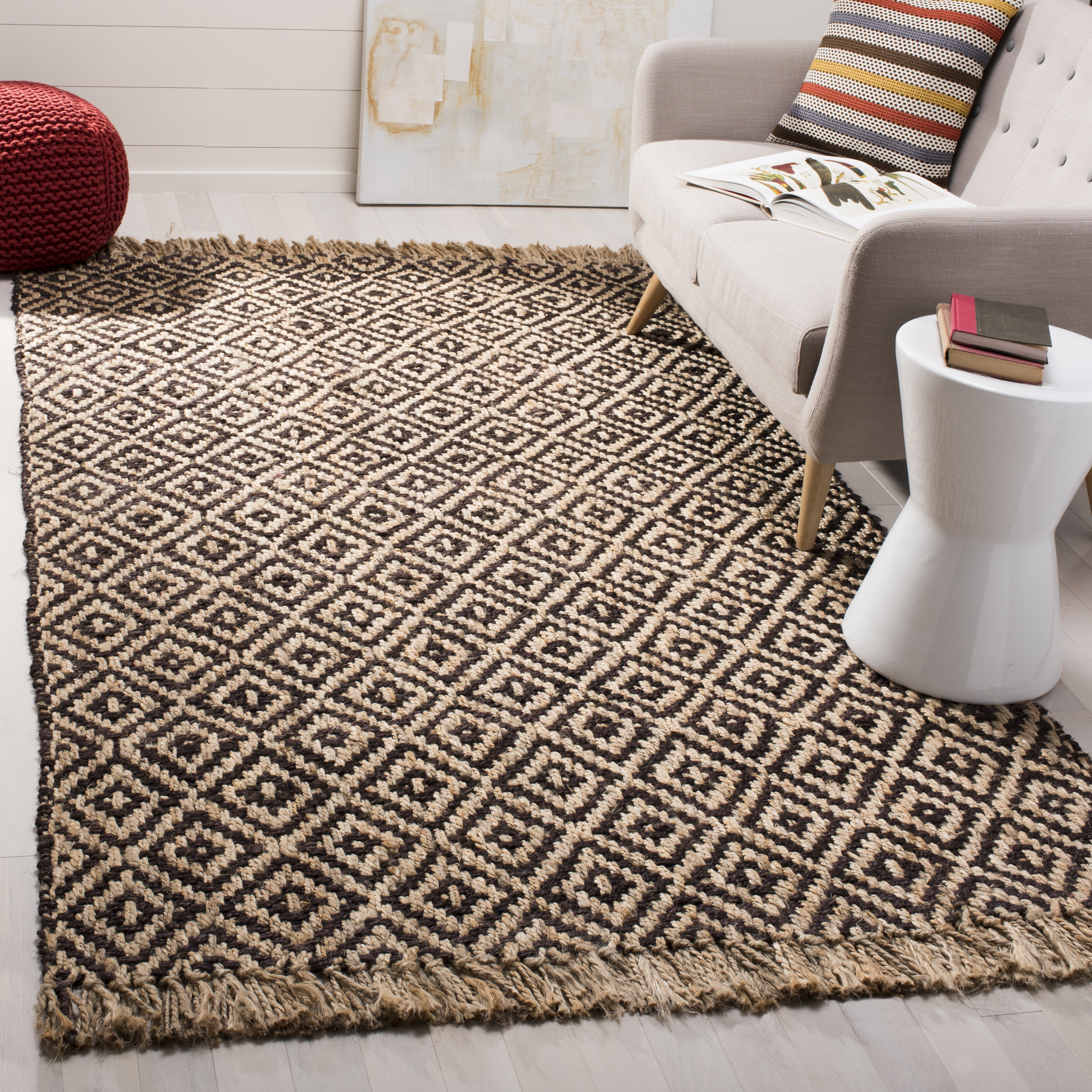 Arlo Home Hand Woven Area Rug, NF266E, Brown/Natural,  6' X 9' - Image 1