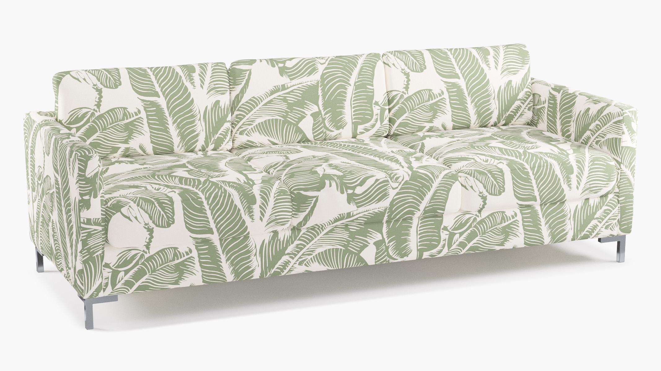 Modern Sofa, Sage Martinique® Encore, Chrome L Leg - Image 1