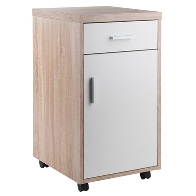 Mobile Storage Cabinet, 1 Drawer, Reclaimed Wood/White Finish - Image 0