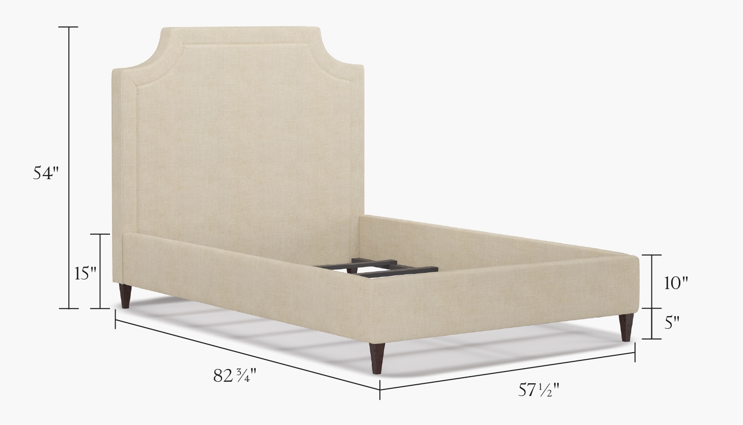 Deco Bed, Red Cotswold Hunt, Natural Traditional Turned Leg, Full - Image 1