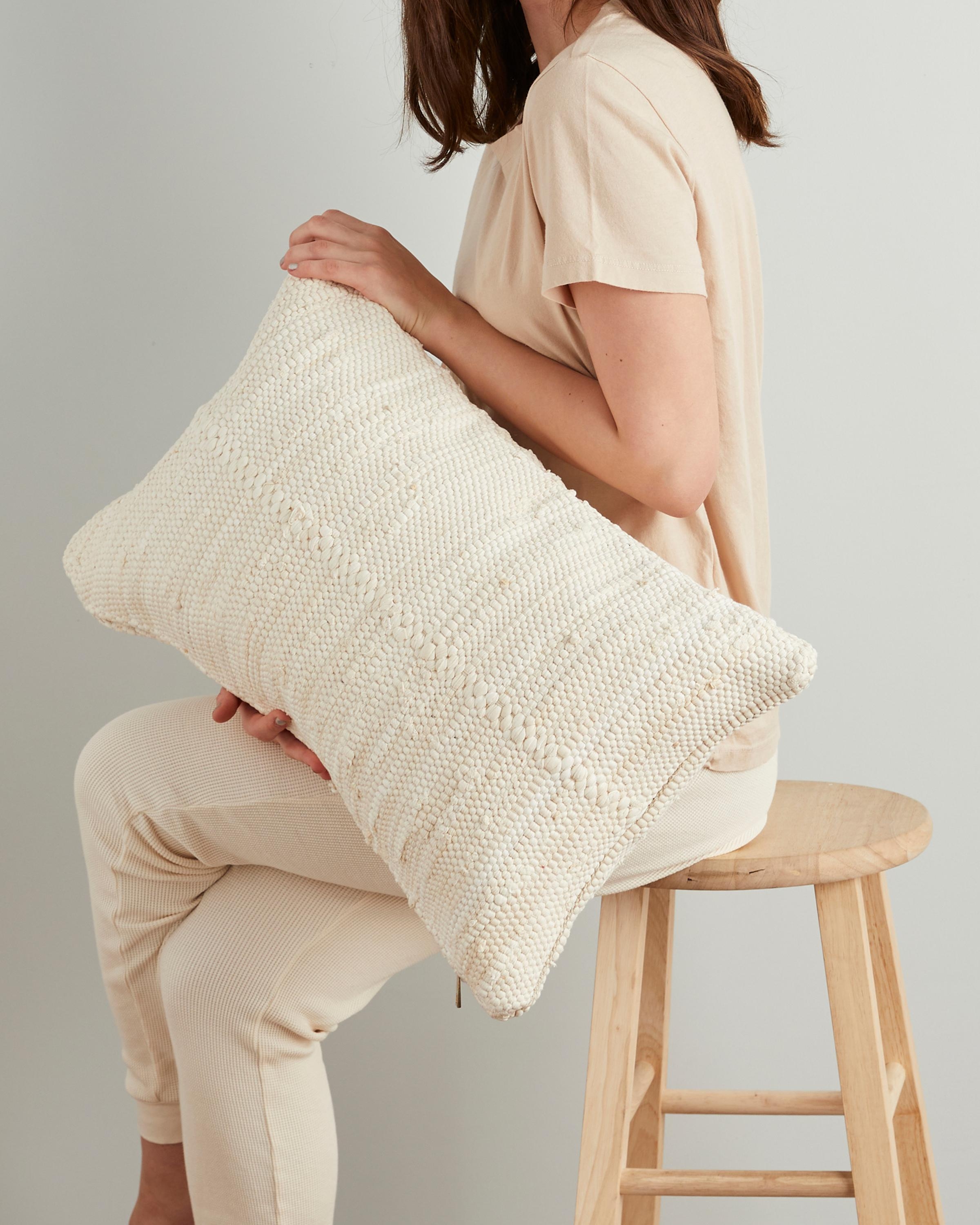 Chindi Lumbar Pillow Cover, Cream, 24" x 14" w/insert - Image 1