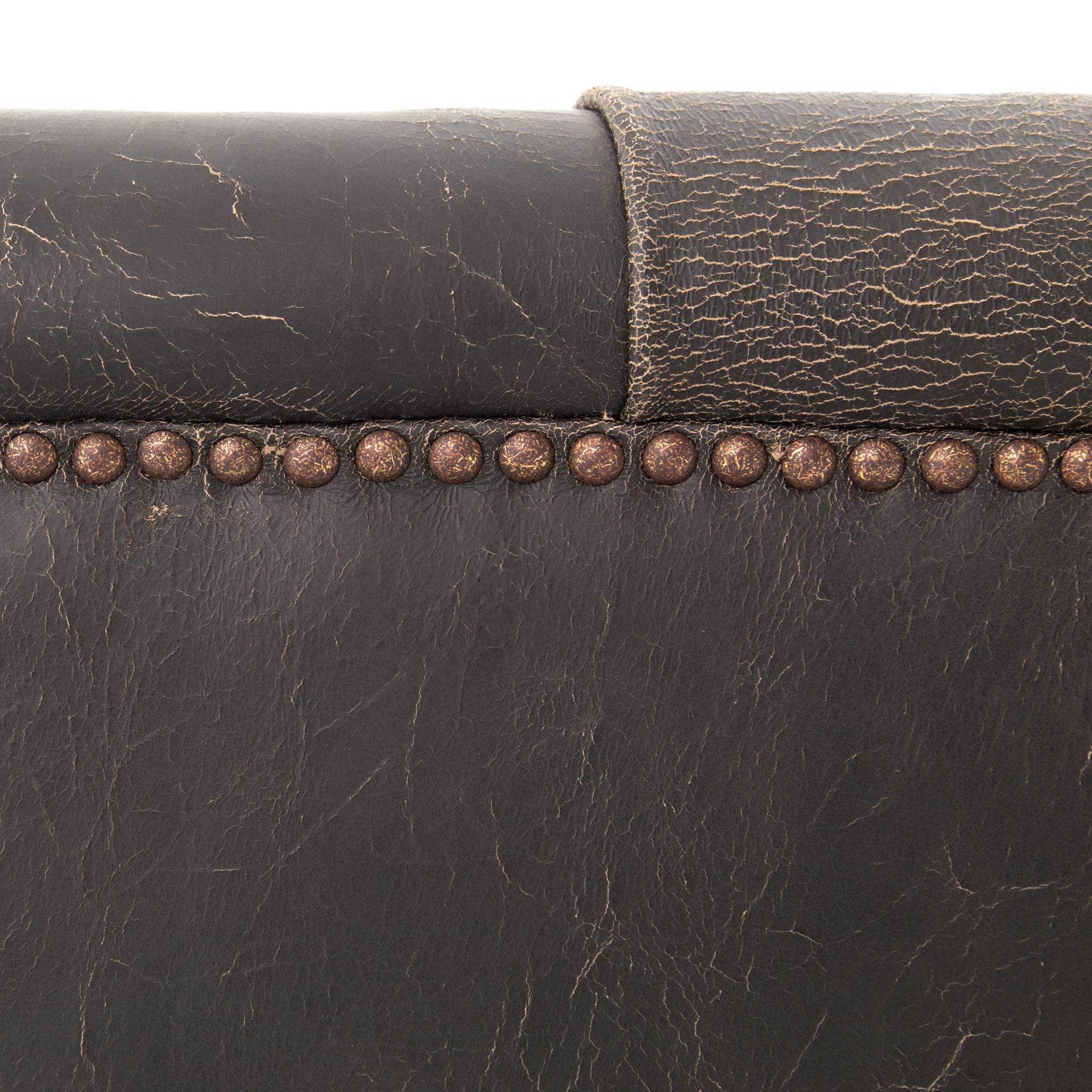 Afia Leather Sofa, Distressed Black - Image 4