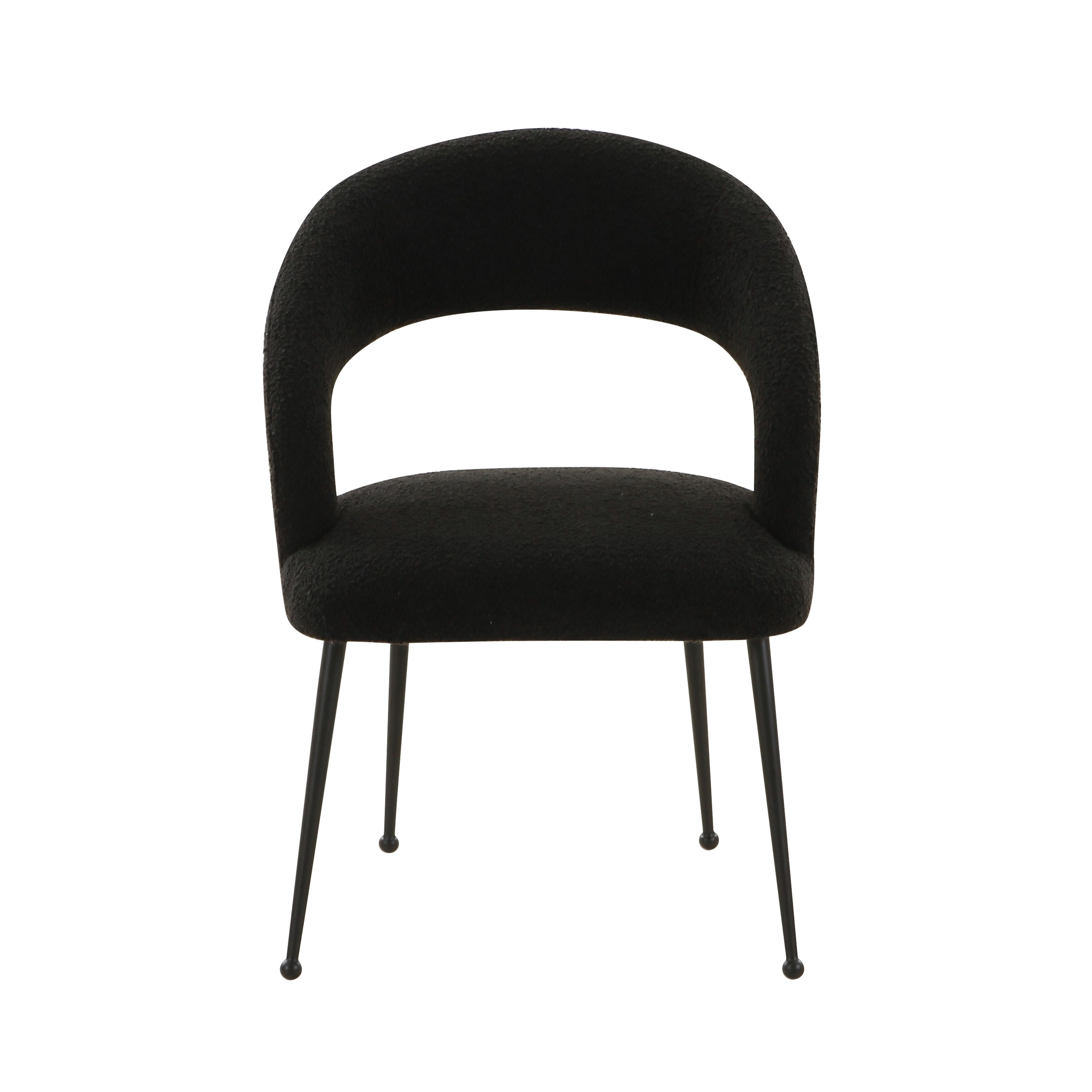 Rocco Black Boucle Dining Chair - Image 1