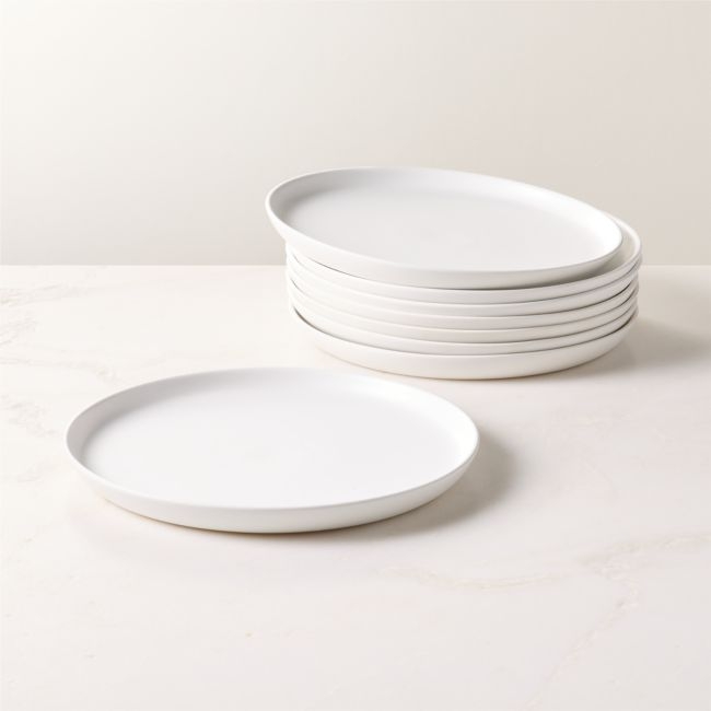 Mori Matte White Dinner Plates Set of 8 - Image 0