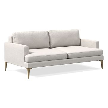 Andes 76.5" Sofa, Poly, Performance Coastal Linen, White, Blackened Brass - Image 0