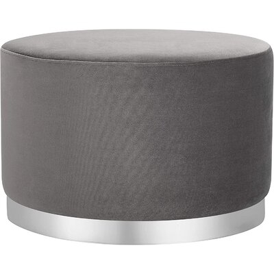 Round Grey Velvet Ottoman Foot Stool Ð Soft Large Padded Stool Ð Silver Trim - Coffee Table - Great For The Living Room Or Bedroom Ð Decorative Furniture Ð Foot Rest - Image 0