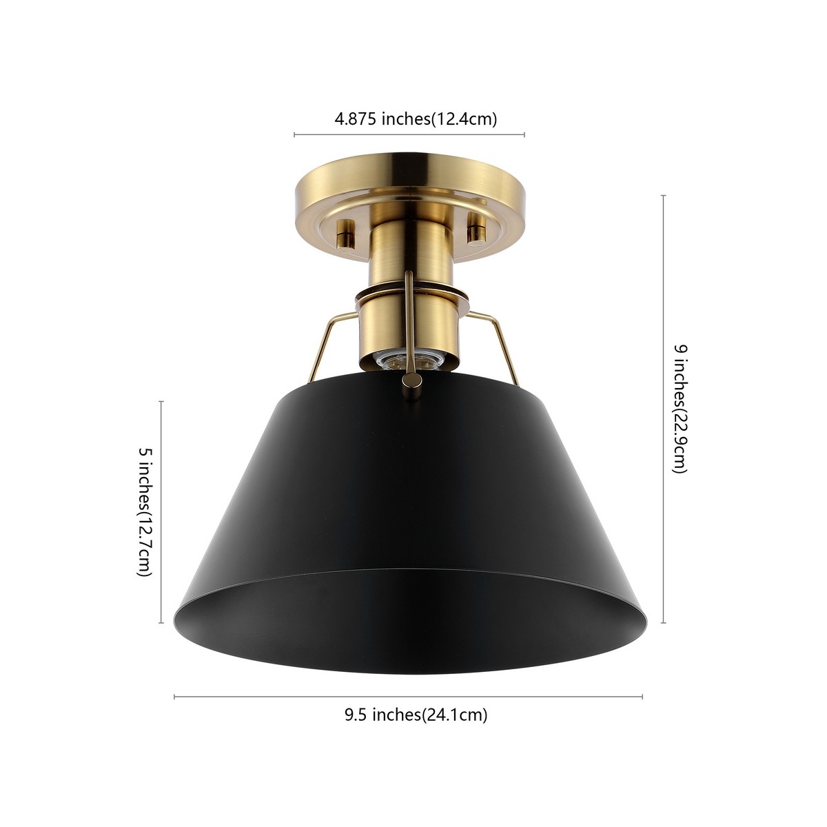 Mazelle 9.5" Flush Mount - Black / Brass - Safavieh - Image 4