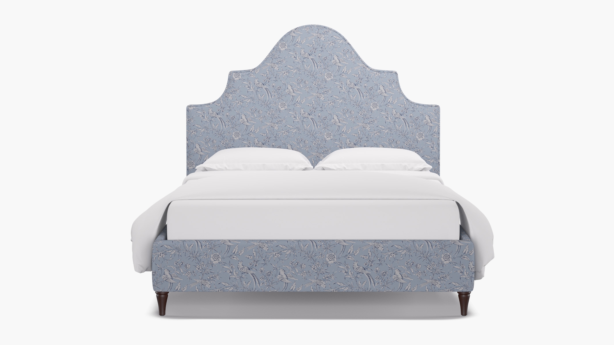 Statement Bed, Blue Aviary, Espresso Decorative Tapered Leg, Twin - Image 0