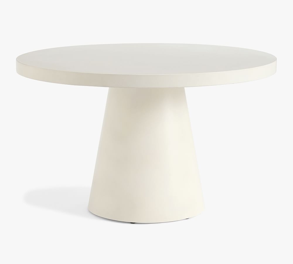 Pomona 51" Concrete Round Dining Table, White - Image 0
