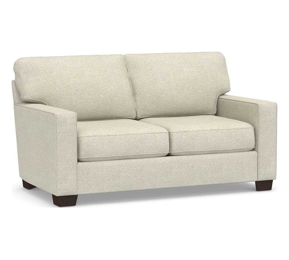 Buchanan Square Arm Upholstered Loveseat 77.5", Polyester Wrapped Cushions, Performance Heathered Basketweave Alabaster White - Image 0