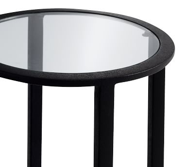 Tanner Round Glass Accent Table, Blackened Bronze - Image 1