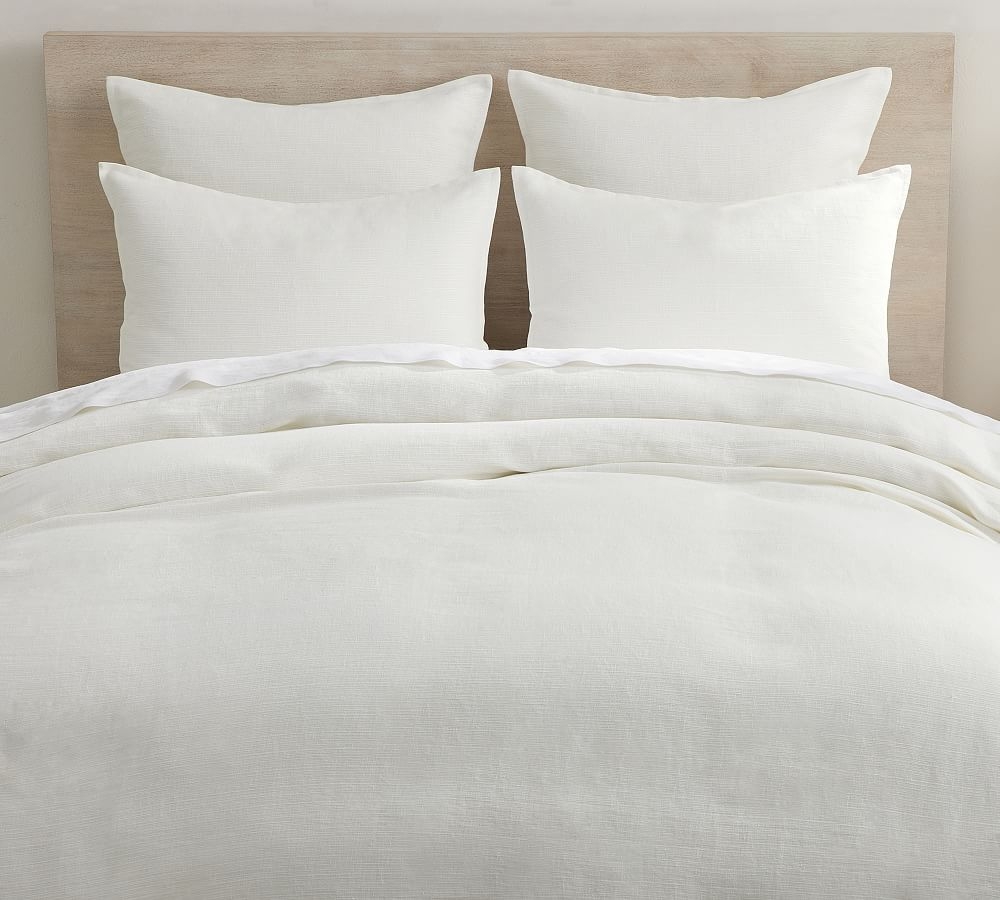 White European Linen Ribbed Duvet Cover, Full/Queen - Image 0