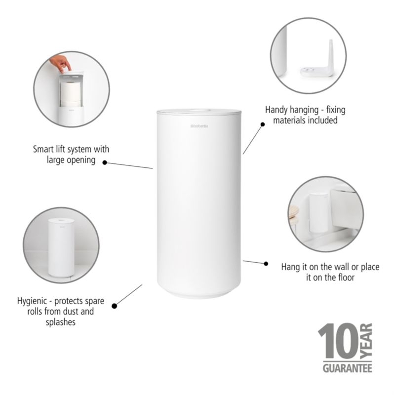 Brabantia Mindset White Metal Toilet Paper Holder - Image 5