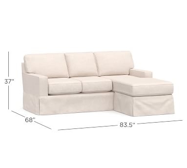 Buchanan Square Arm Slipcovered Sofa with Reversible Chaise Sectional, Polyester Wrapped Cushions, Performance Brushed Basketweave Chambray - Image 1