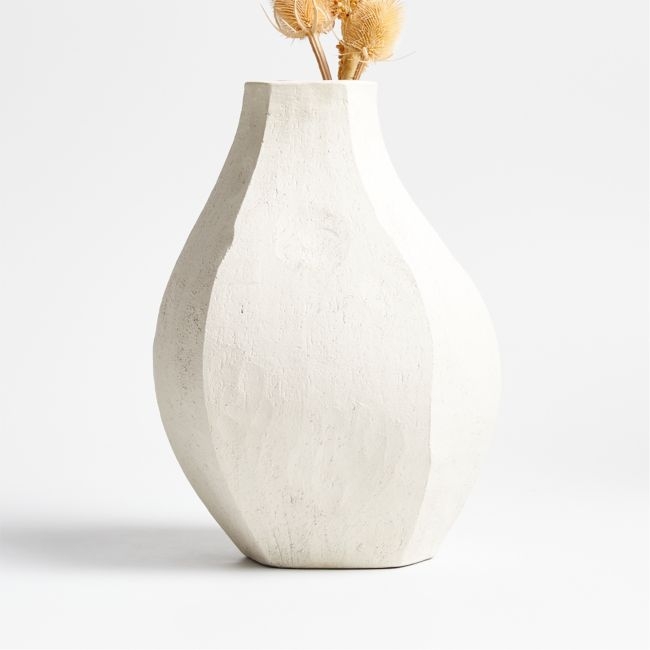 Facette Grande White Vase 11.5" by Athena Calderone - Image 0