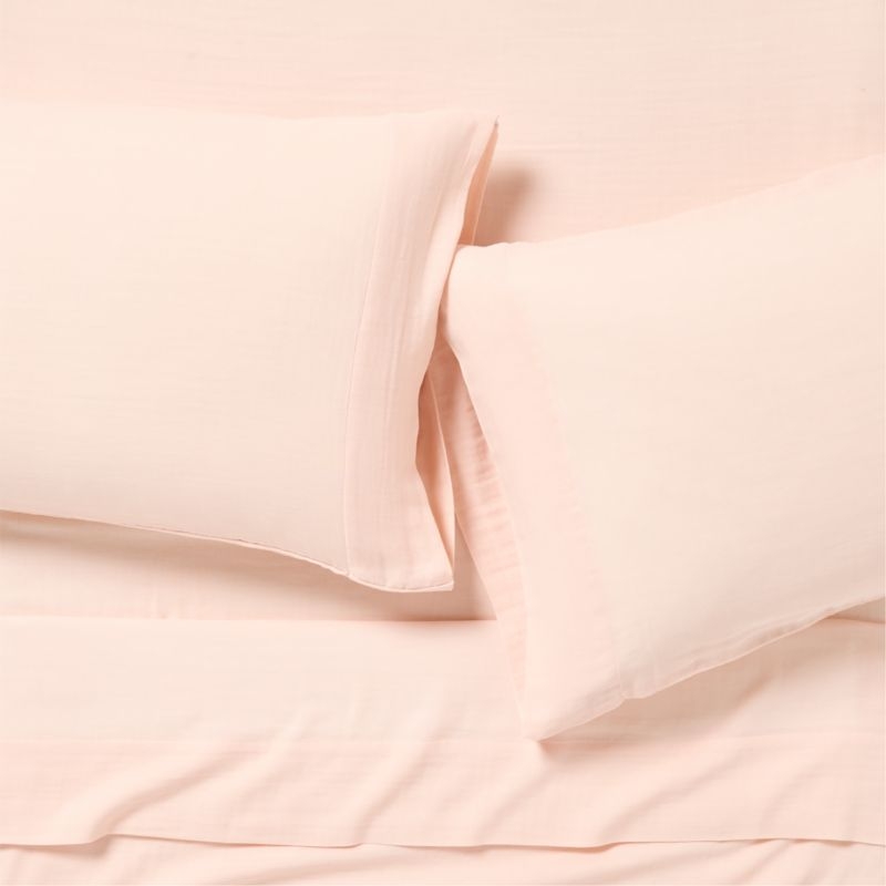 Supersoft Pale Pink Organic Cotton Gauze Kids Twin Sheet Set - Image 2