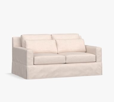 York Square Arm Slipcovered Deep Seat Loveseat 72" 2x2, Down Blend Wrapped Cushions, Performance Everydaysuede(TM) Light Wheat - Image 3