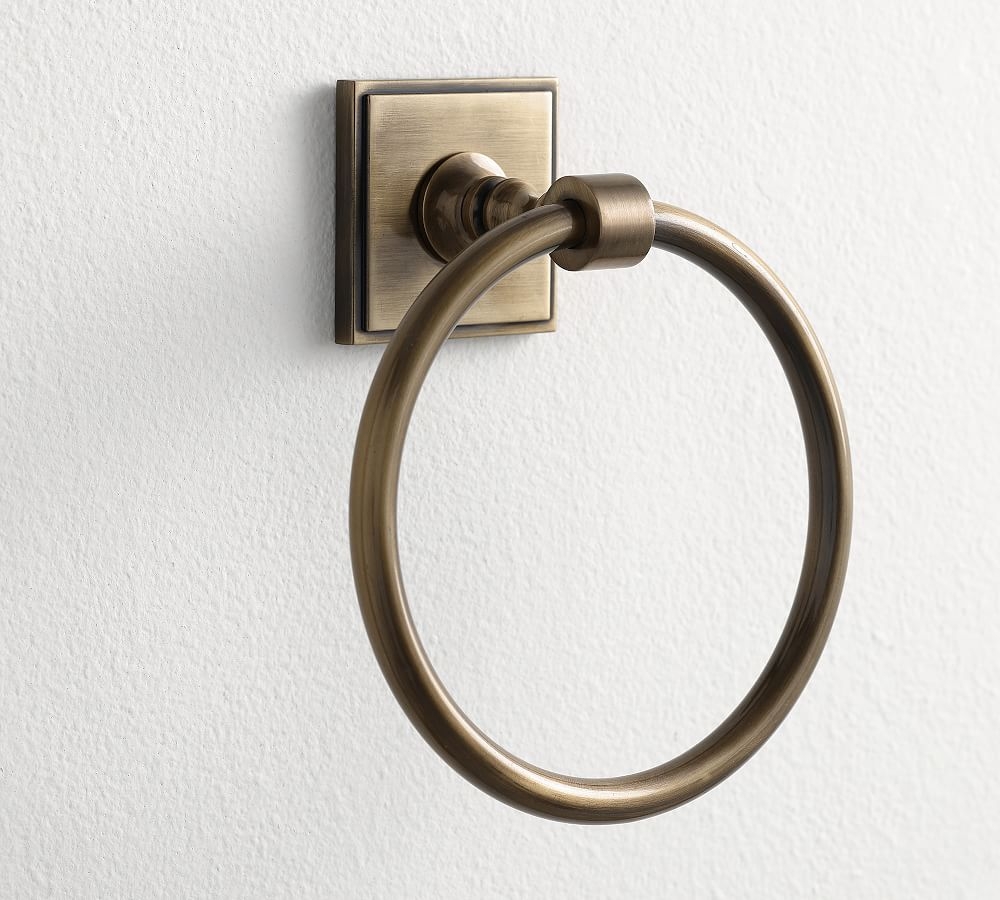 Pearson Towel Ring, Tumbled Brass - Image 0
