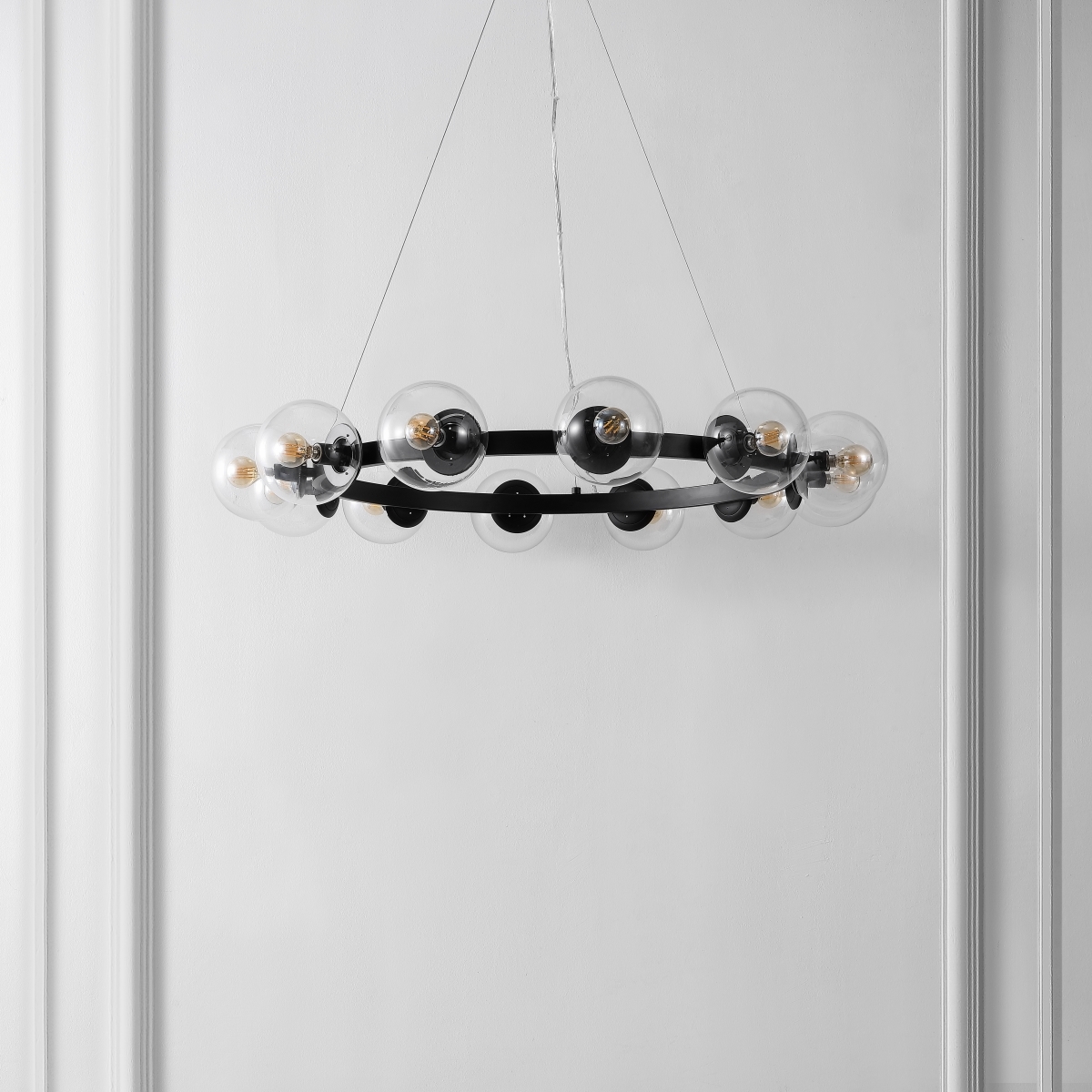 Rylian 12 Lt 38" Chandelier - Black - Safavieh - Image 3