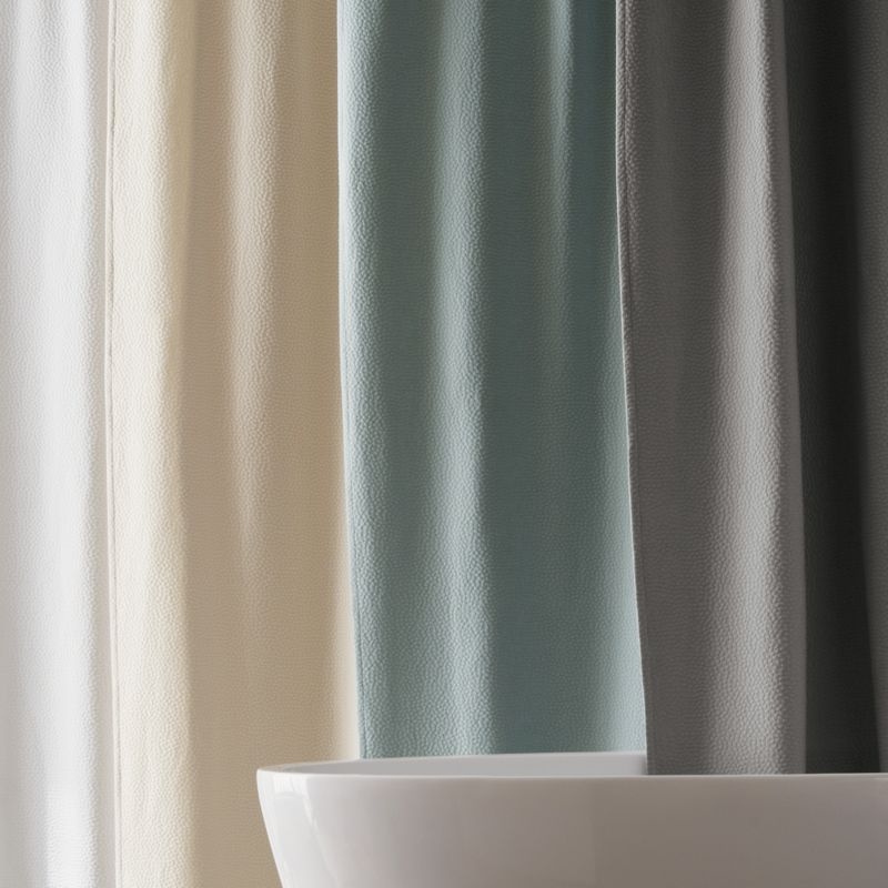 Extra-Long Organic Cotton Pebble Matelassé White Shower Curtain - Image 2