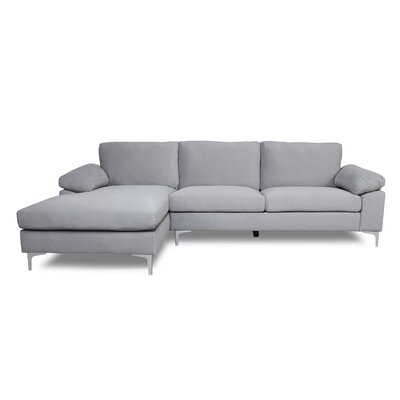 103.5" Wide Velvet Left Hand Facing Sofa & Chaise - Image 0