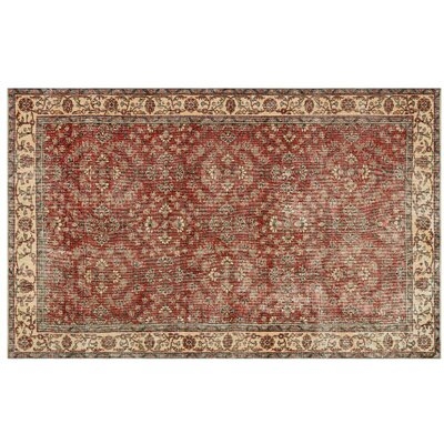 One-of-a-Kind Carel Hand-Knotted 1960s Turkish Red/Cream 5'11" x 9'4" Area Rug - Image 0