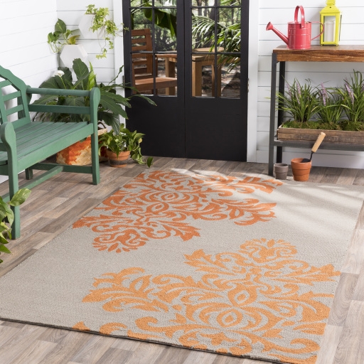 Rain Orange Outdoor 2'6" x 8' Handmade Rug - Image 0