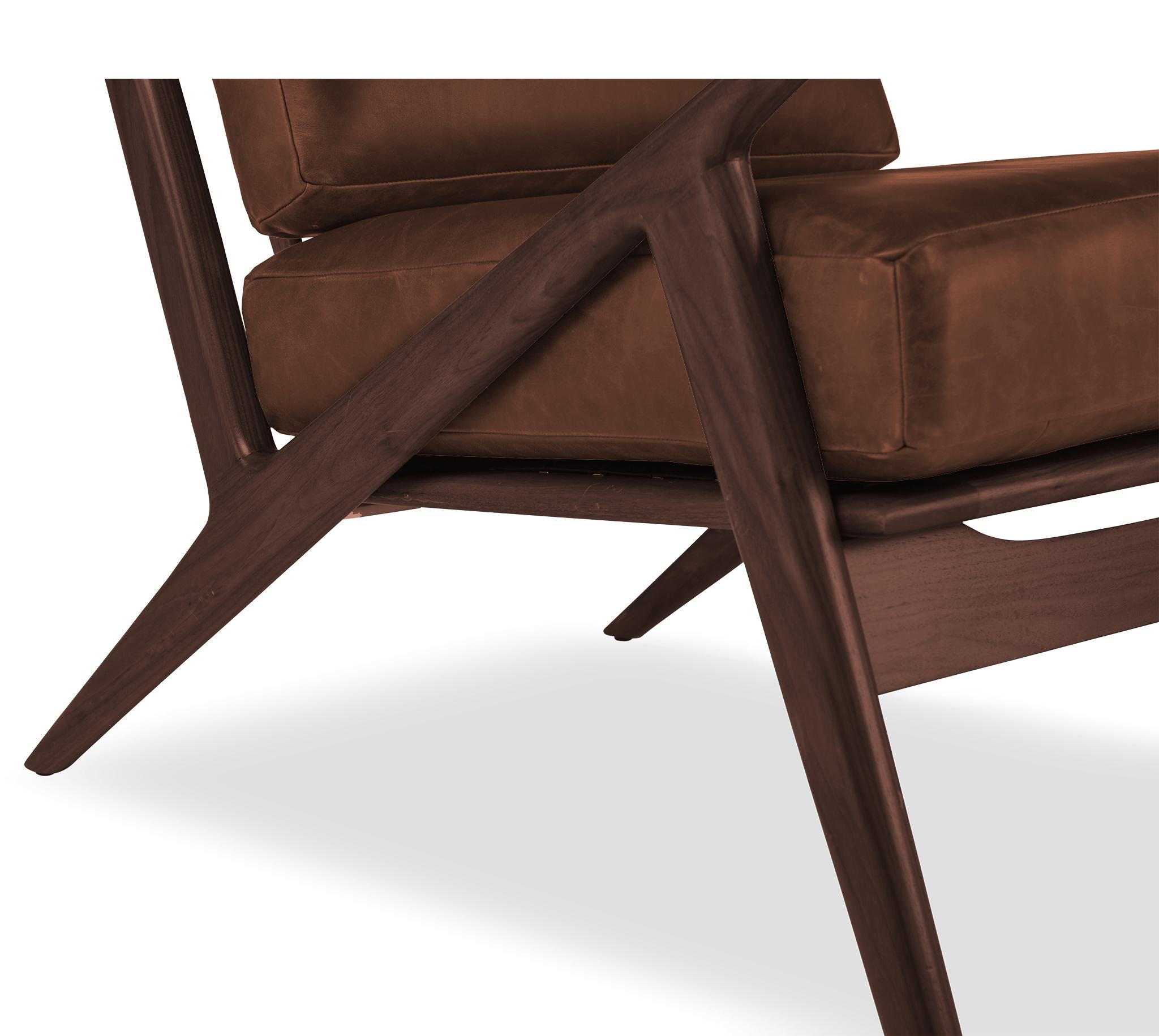 Brown Soto Mid Century Modern Leather Chair - Academy Cuero - Walnut - Image 4