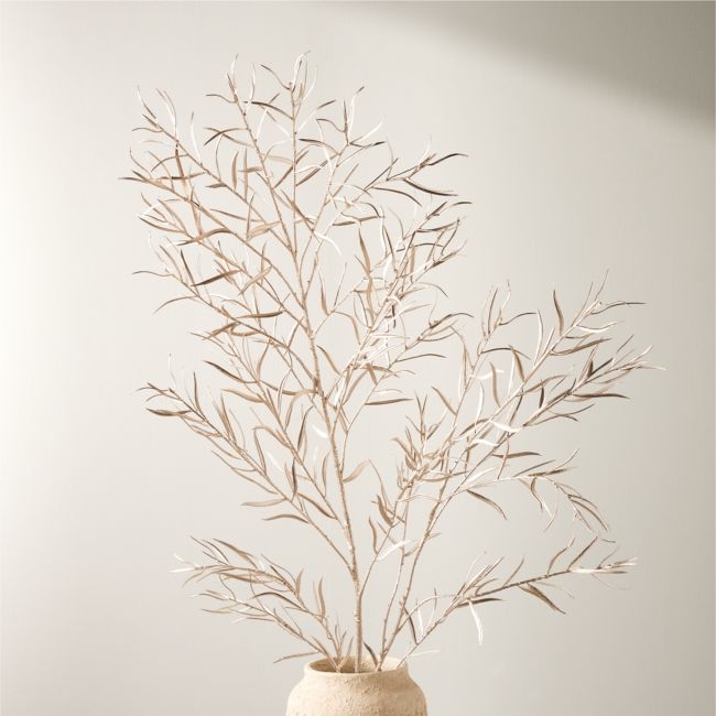 Faux Champagne Gold Willow Leaf Holiday Stem 51" - Image 0