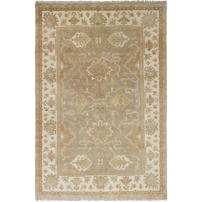 One-of-a-Kind Ammerman Hand-Knotted 2010s Ushak Tan/Cream 5'11" x 9' Wool Area Rug - Image 0